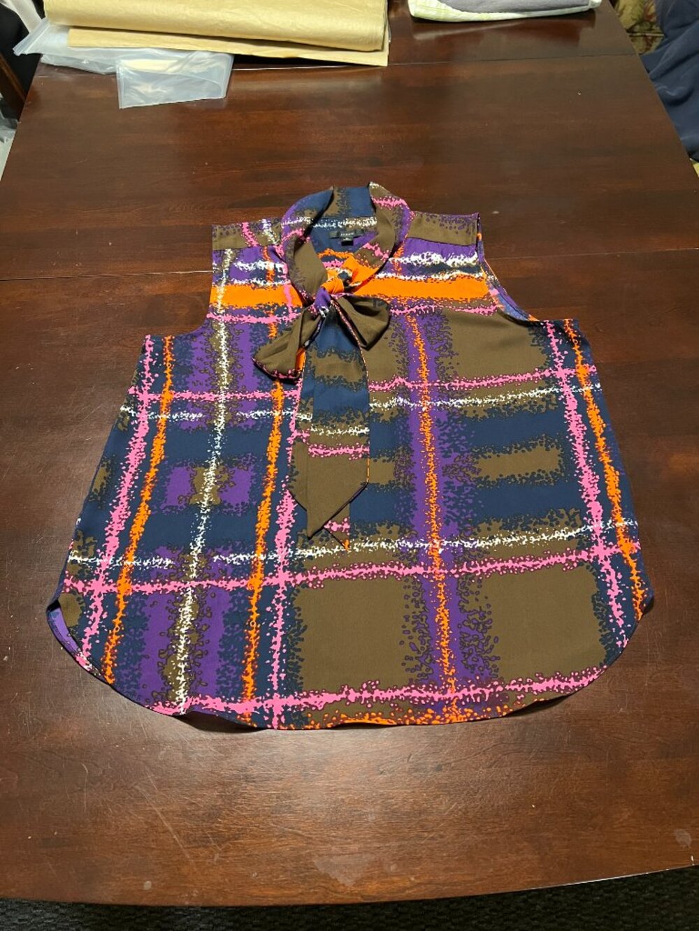 J CREW MULTI COLORED PLEATED SKIRT WITHMATCHING  BLOUSE SIZE M - Picture 4 of 15